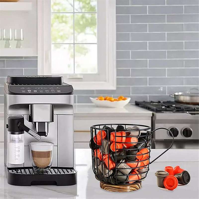 Coffee Filter Holder with Lid, Coffee Filters Storage, Wooden Coffee Filter Container Basket, Round