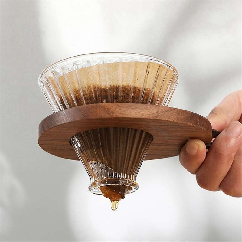 Coffee Filter Paper Wooden Tray Hand-Poured Simple Filter Cup Funnel Cup Tray Coffee Filter Paper Fi