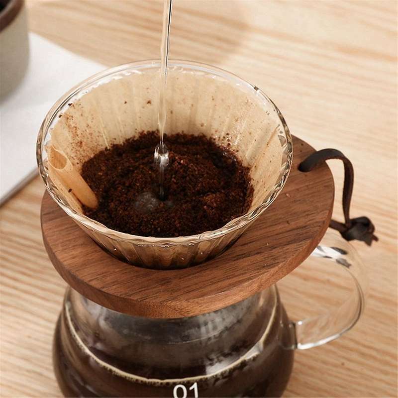 Coffee Filter Paper Wooden Tray Hand-Poured Simple Filter Cup Funnel Cup Tray Coffee Filter Paper Fi