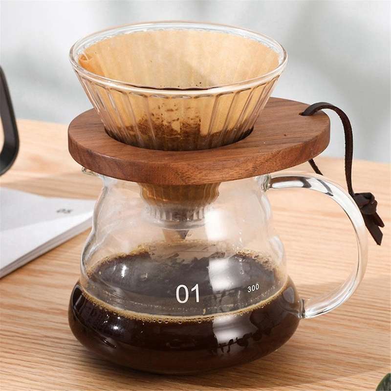 Coffee Filter Paper Wooden Tray Hand-Poured Simple Filter Cup Funnel Cup Tray Coffee Filter Paper Fi