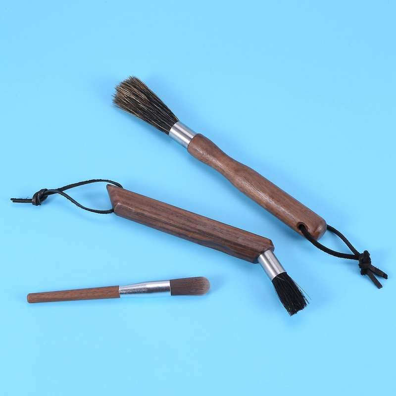 Coffee Grinder Cleaning Brush with Natural Bristles Lanyard Coffee Machine Brush Cleaner Tool for Ba