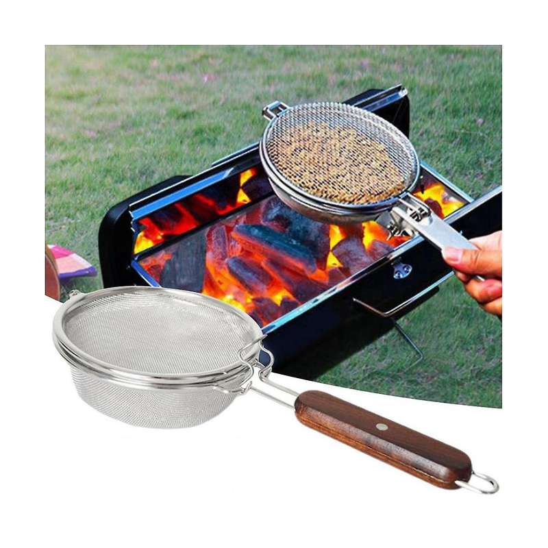 Coffee Filters Wooden Handle Stainless Steel Coffee Roaster Net Fried Bean Roasting Net Home Open Fi