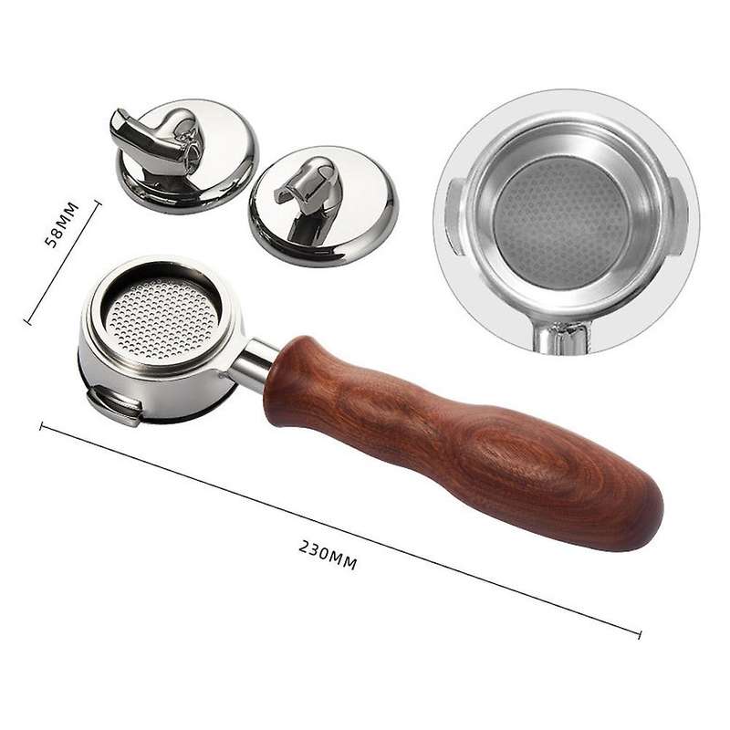 Coffee Machine Handle Stainless Steel 58mm E61 Universal Single Mouth Double Mouth Bottomless Handle