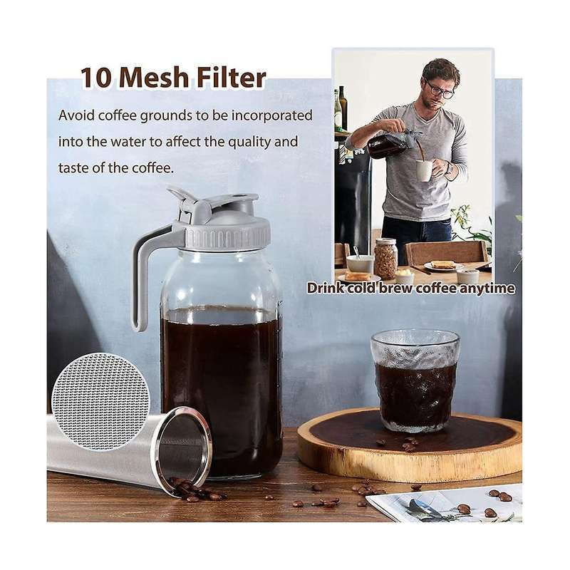 Coffee Maker Glass Pitcher, 32oz with Pour Spout Handle Lid ,filter for Iced Coffee, Lemonade, Ice T