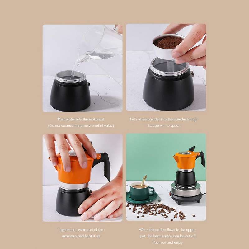Coffee Maker Aluminum Mocha Espresso Percolator Pot Coffee Maker Moka Pot 300ML Stovetop Maker Kitch