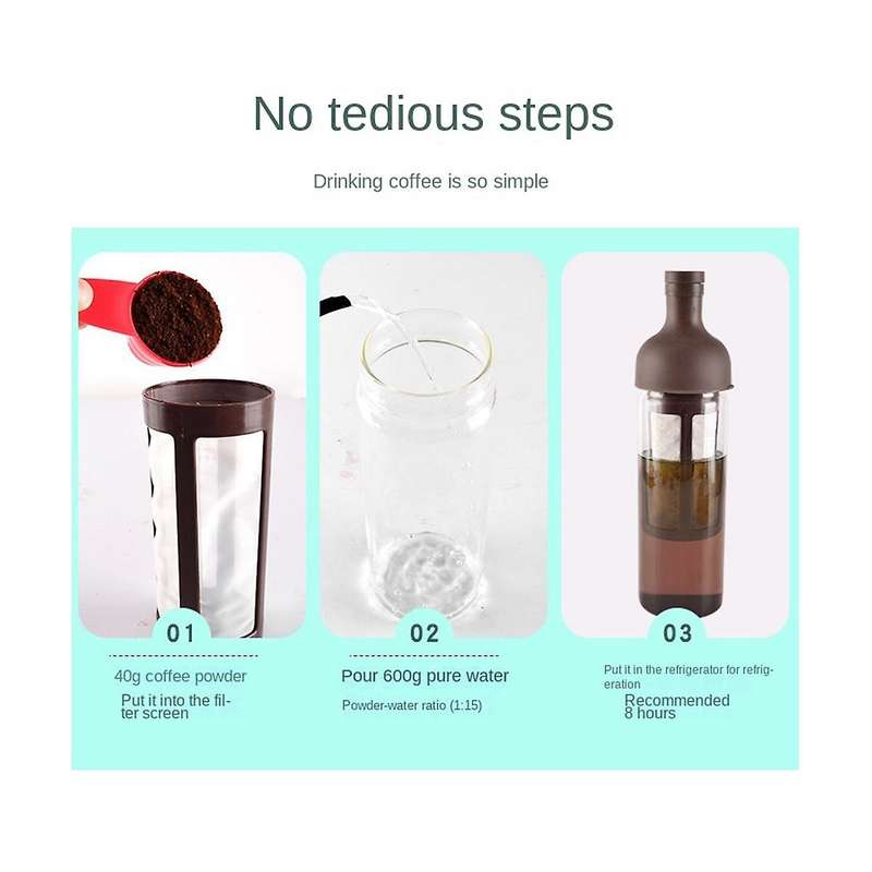 Coffee Maker, Cold Brew, Black, 800ml Coffee Pot Suitable for Business, Family, School and Office