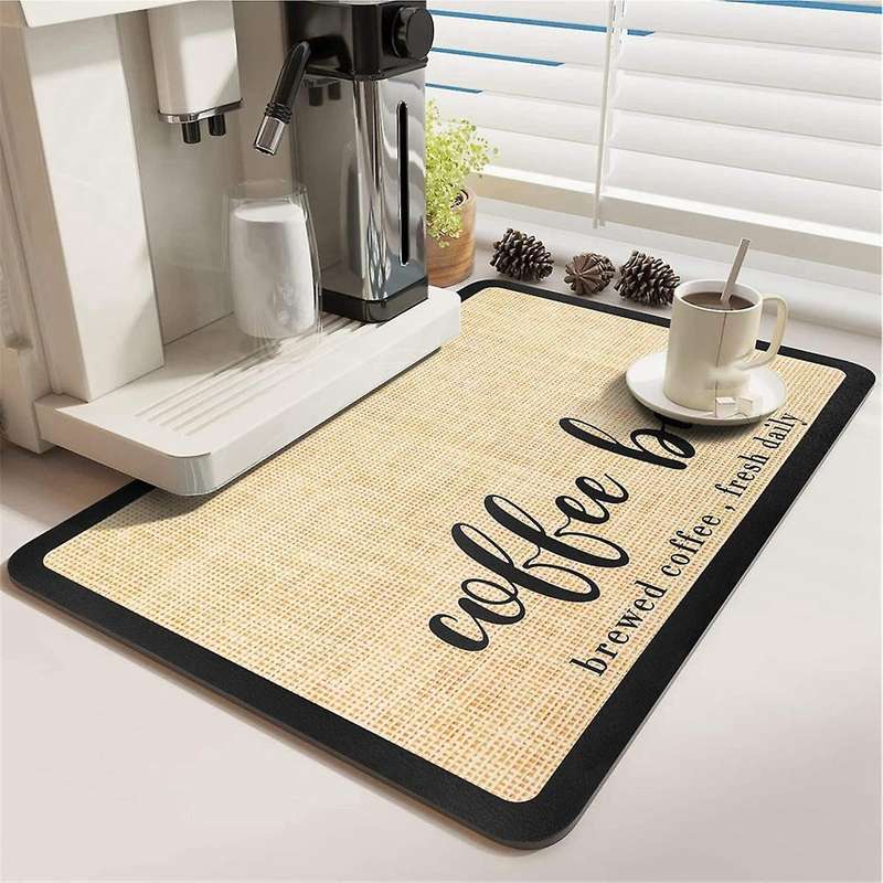 Coffee Mat Coffee Bar Mat - Hide Stain Absorbent Rubber Backed Quick Drying Mat Fit Under Coffee Mak