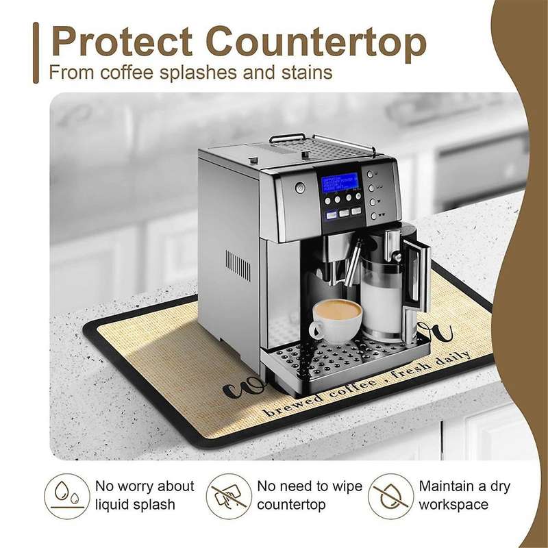 Coffee Mat Coffee Bar Mat - Hide Stain Absorbent Rubber Backed Quick Drying Mat Fit Under Coffee Mak