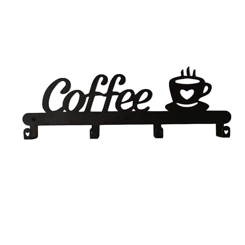 Coffee Mug Holder Wall Mounted(4 Hooks),Kitchen or Coffee Bar Decor Sign,for Coffee Mug Hangers Disp