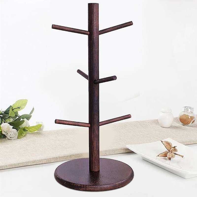 Coffee Mug Holder,coffee Mug Tree,coffee Organizer Station with 6 Hooks,bamboo Coffee Mug Holders F