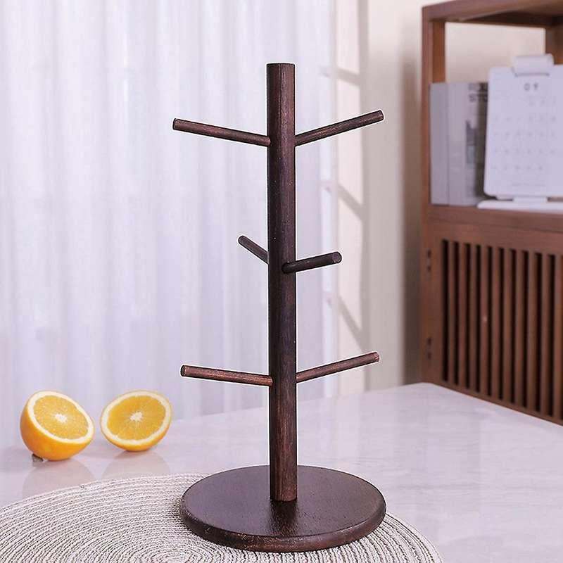 Coffee Mug Holder,coffee Mug Tree,coffee Organizer Station with 6 Hooks,bamboo Coffee Mug Holders F