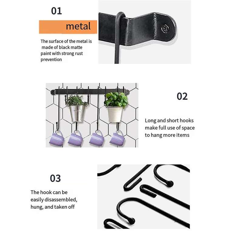 Coffee Mug Holder for Wall: 17-inch Black Coffee Bar Cup Hanger Hooks - Hanging Coffee Cup Rack Stor