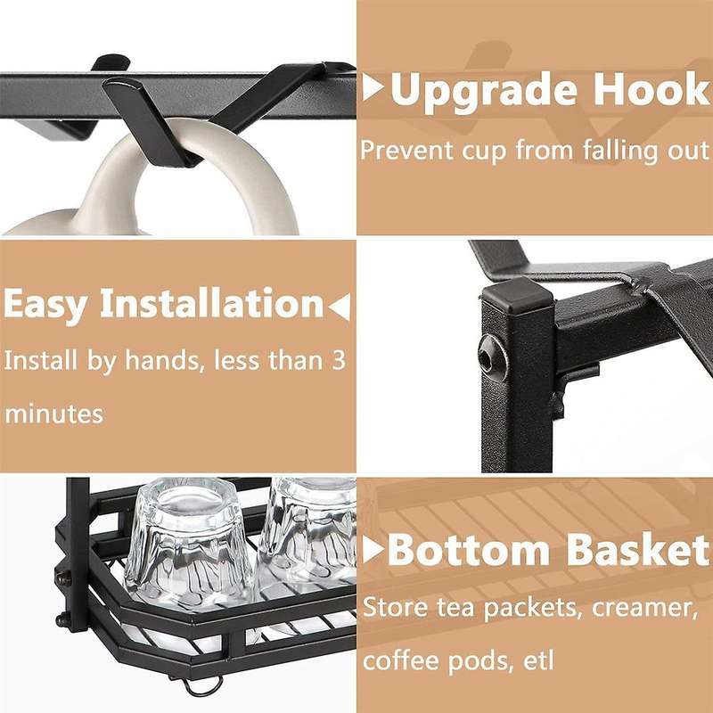 Coffee Mug Holder Kitchen Storage Hook Cabinet Decor Sign Cup Rack Useful Wine Glass Hangerpunch-fr