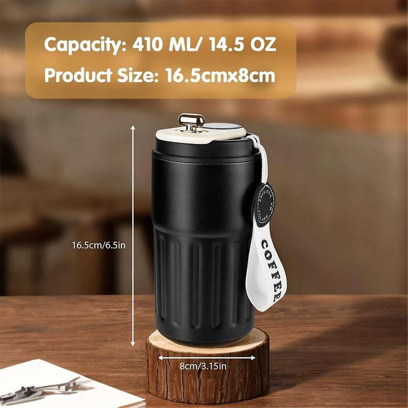 Coffee Mug Digital Display Bottles 410ml Stainless Steel Mug Insulated Vacuum Thermal Mug Leakproof