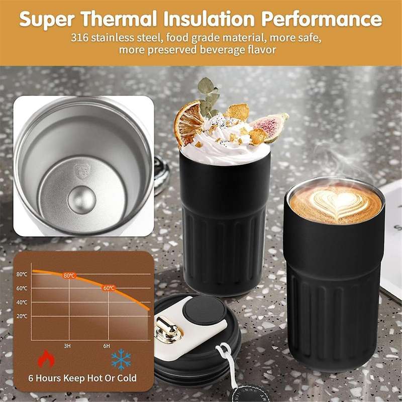 Coffee Mug Digital Display Bottles 410ml Stainless Steel Mug Insulated Vacuum Thermal Mug Leakproof