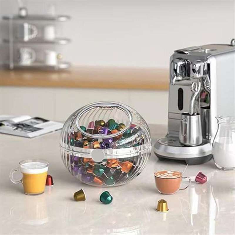 Coffee Pod Holder with Lid, Clear Plastic Coffee Pod Storage Box Hand Plastic, Stylish and High-volu