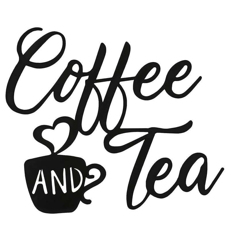 Coffee Sign and Tea Bar Metal Hanging Wall Art Black Cup Decor Letter for Cafe Farmhouse Kitchen