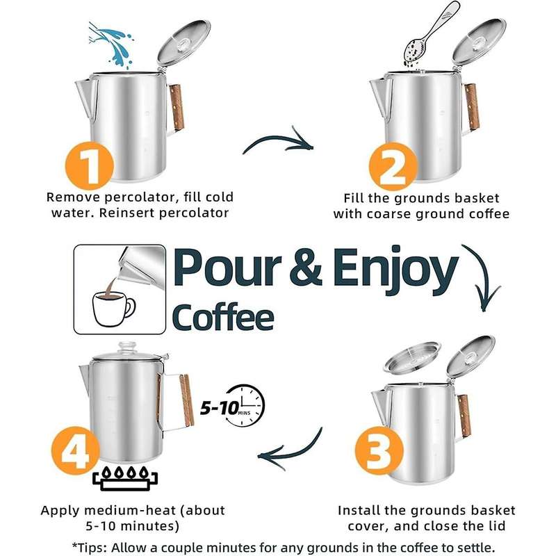 Coffee Pot Stovetop Coffee Maker Percolator Campfire Coffee Pot Stainless Steel Coffee Pot Camping O