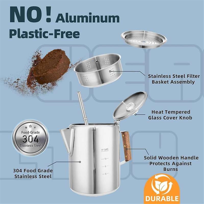 Coffee Pot Stovetop Coffee Maker Percolator Campfire Coffee Pot Stainless Steel Coffee Pot Camping O