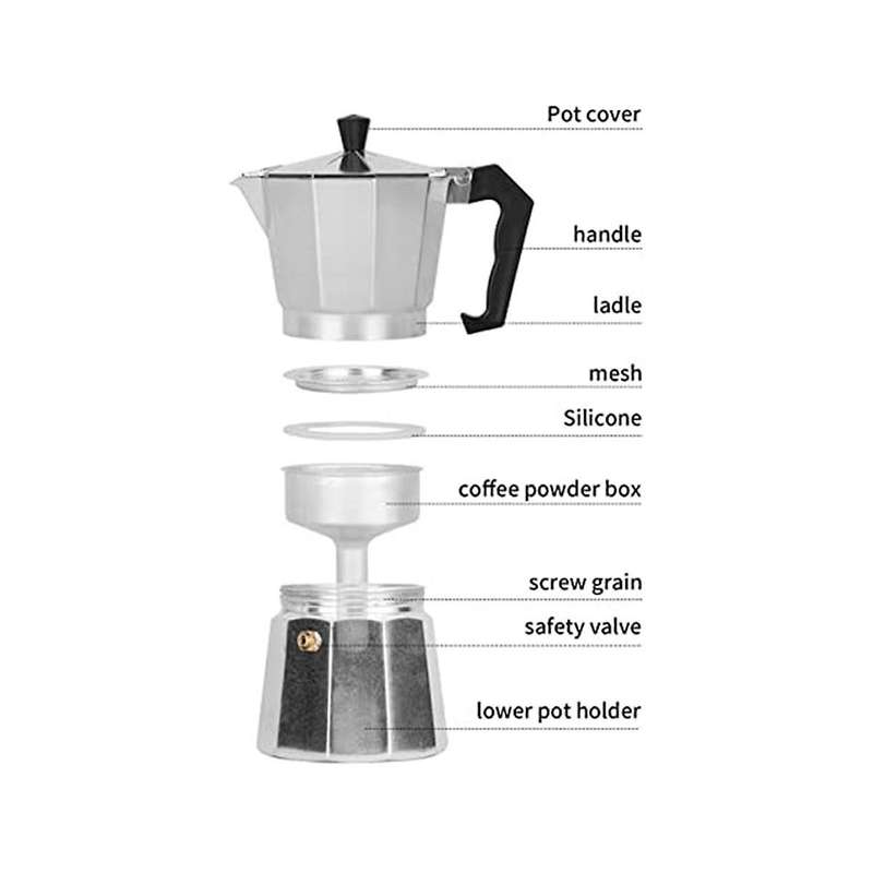 Coffee Pot Espresso Maker Moka Pot, Stovetop Espresso Maker for Great Flavored Espresso for Electric