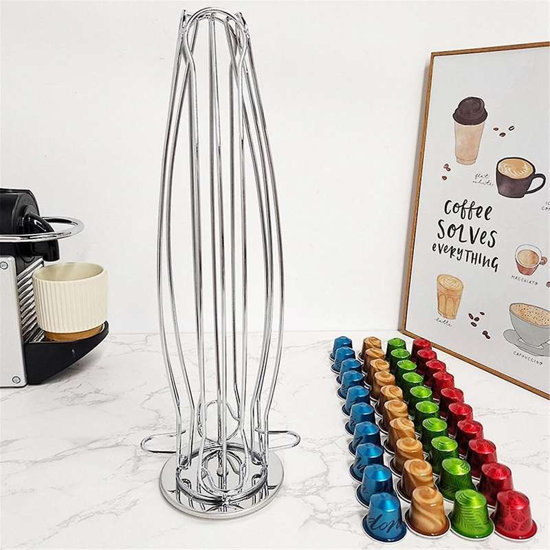 Coffee Pod Stand Coffee Pod Holder Rotatable Display Storage Metal Stand Rack Plating Stainless Curv