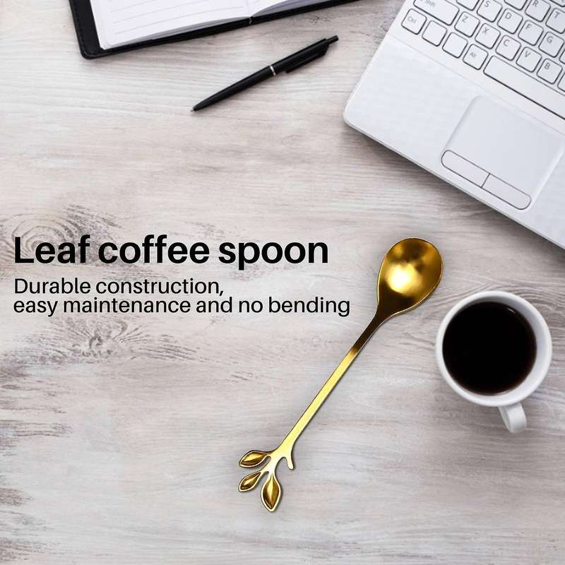 Coffee Stirring Spoon Stainless Steel Creative Branch Leaves Shape Creative Cutlery Dessert Spoon J