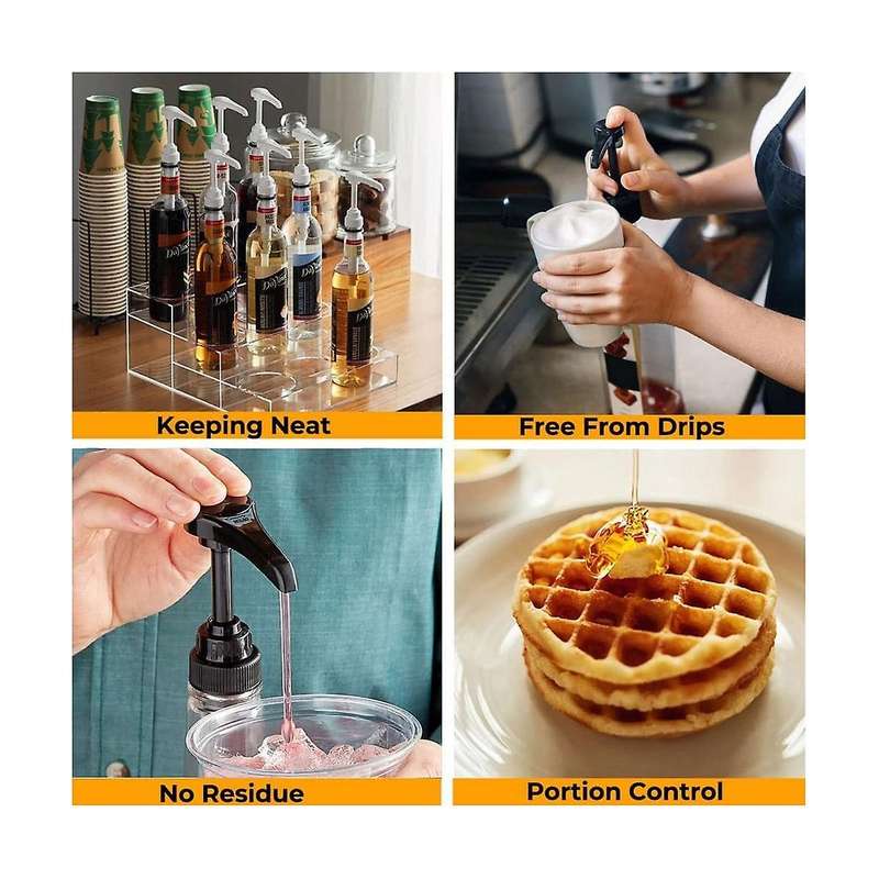 Coffee Syrup Pump Dispenser, 6 Pack Syrup Pump for 750ml/25.4 Oz Syrup , 3colors Pumps for Coffee S