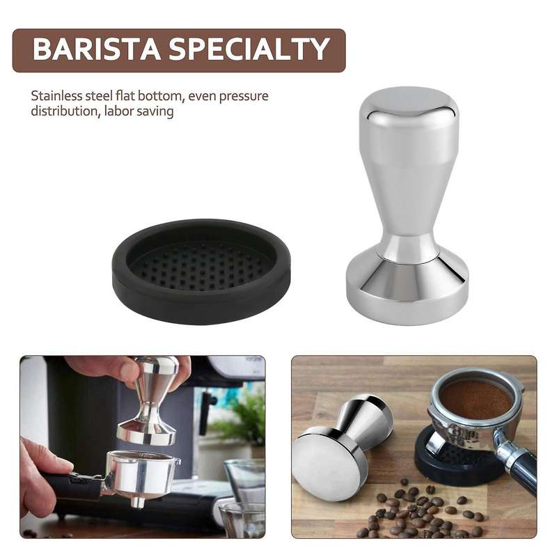 Coffee Tamper, Espresso Coffee Press 49mm Tamper Coffee with Silicone Tamper Mat