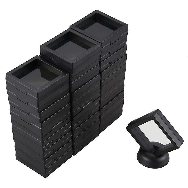 Coin Display Box - Set Of 30 Frame Display Holder with Stands Black