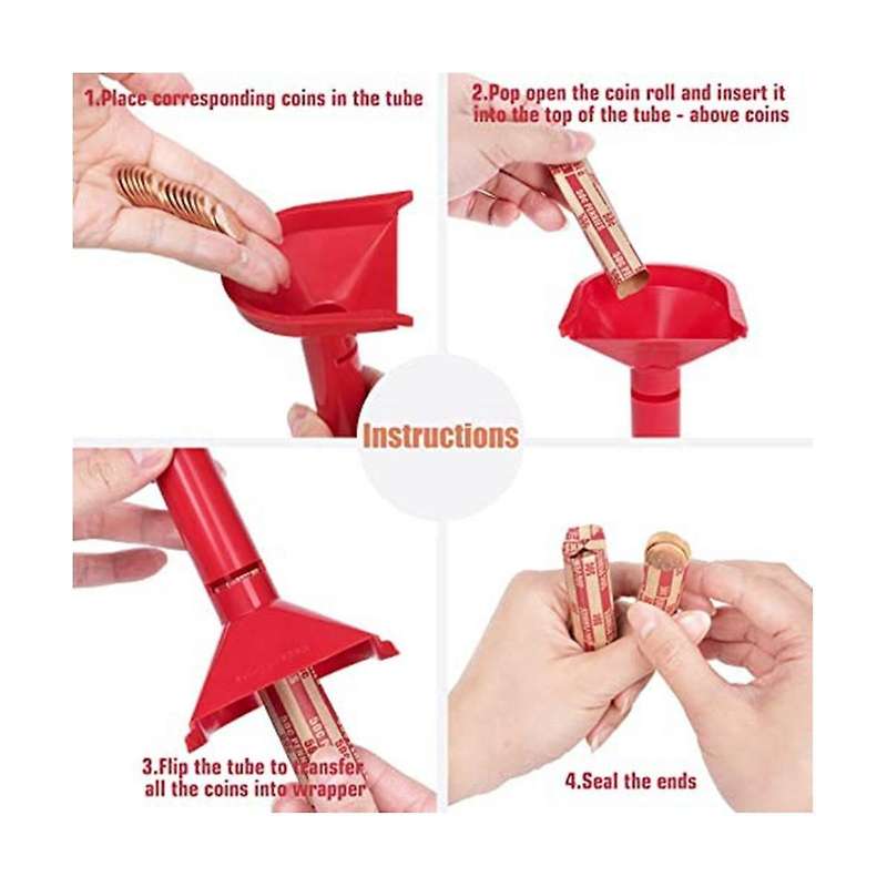 Coin Sorter with Coin Wrappers for All Coins, Coin Counter Tubes Plastic with 150pcs Coin Rollswrap