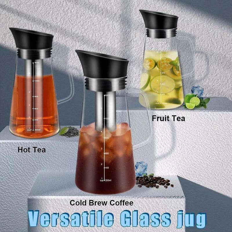 Cold Brew Coffee Maker, Iced Coffee Maker Machine, Cold Brew Tea Pitcher Durable Glass and Airtight