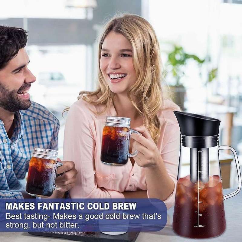 Cold Brew Coffee Maker, Iced Coffee Maker Machine, Cold Brew Tea Pitcher Durable Glass and Airtight
