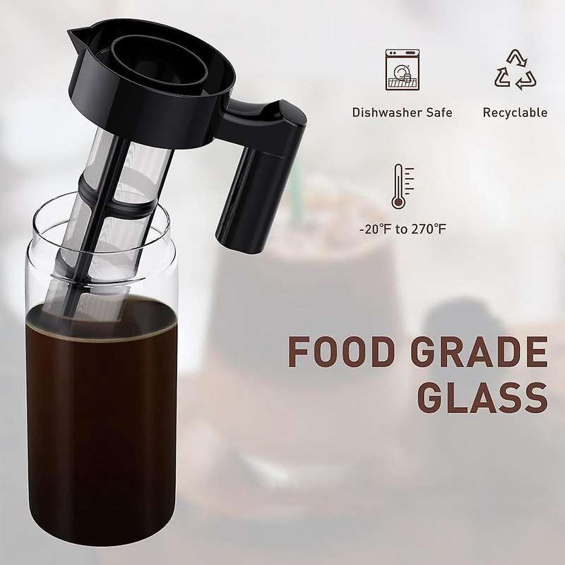 Cold Brew Coffee Maker, 40 Oz Iced Coffee Pitcher with Mesh Filter, Glass Ice Coffee Making Jug for