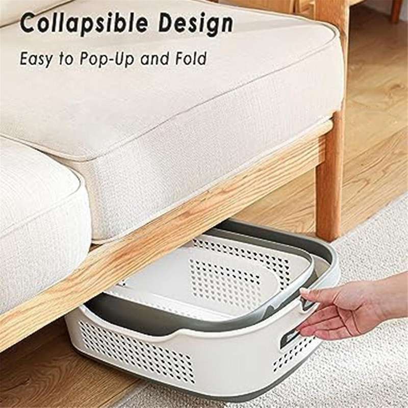 Collapsible Laundry Basket, Foldable Laundry Basket PP with Handles,Pop-Up Storage Container/Hamper