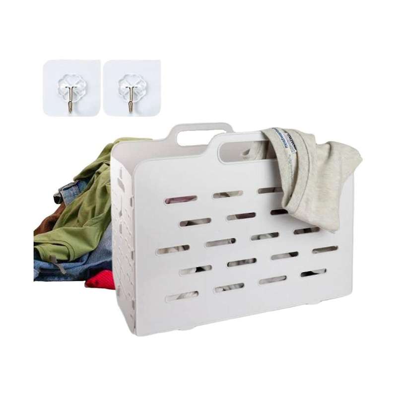 Collapsible Storage Basket Modern Plastic Bins Crates with Handles, Foldable Laundry Hamper, Basket