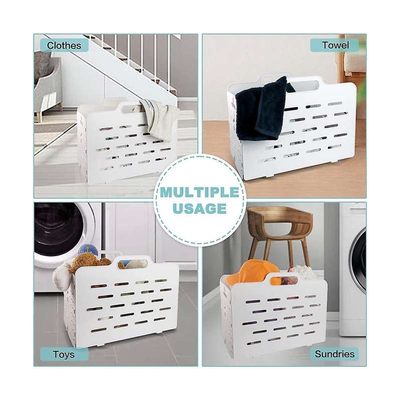 Collapsible Storage Basket Modern Plastic Bins Crates with Handles, Foldable Laundry Hamper, Basket