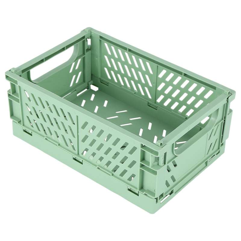 Collapsible Plastic Folding Storage Box Basket Utility Cosmetic Container Green