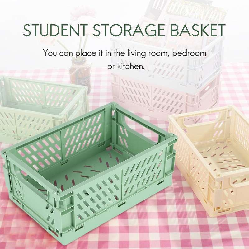 Collapsible Plastic Folding Storage Box Basket Utility Cosmetic Container Green
