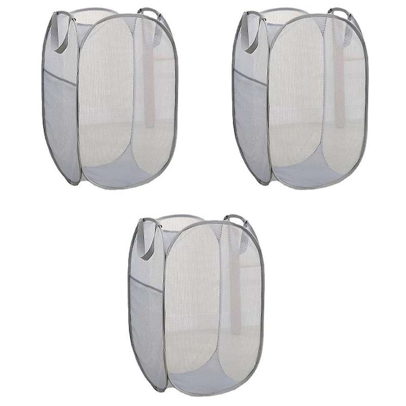 Collapsible Laundry Basket Strong Mesh Up Laundry Hamper for Laundry with Side Pocket Reinforced H