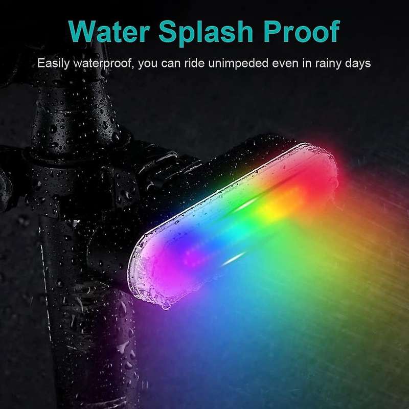 Color Bike Tail Light with Turn Signals Ultra Bright RGB Lights Wireless Remote Bicycle Rear Light f