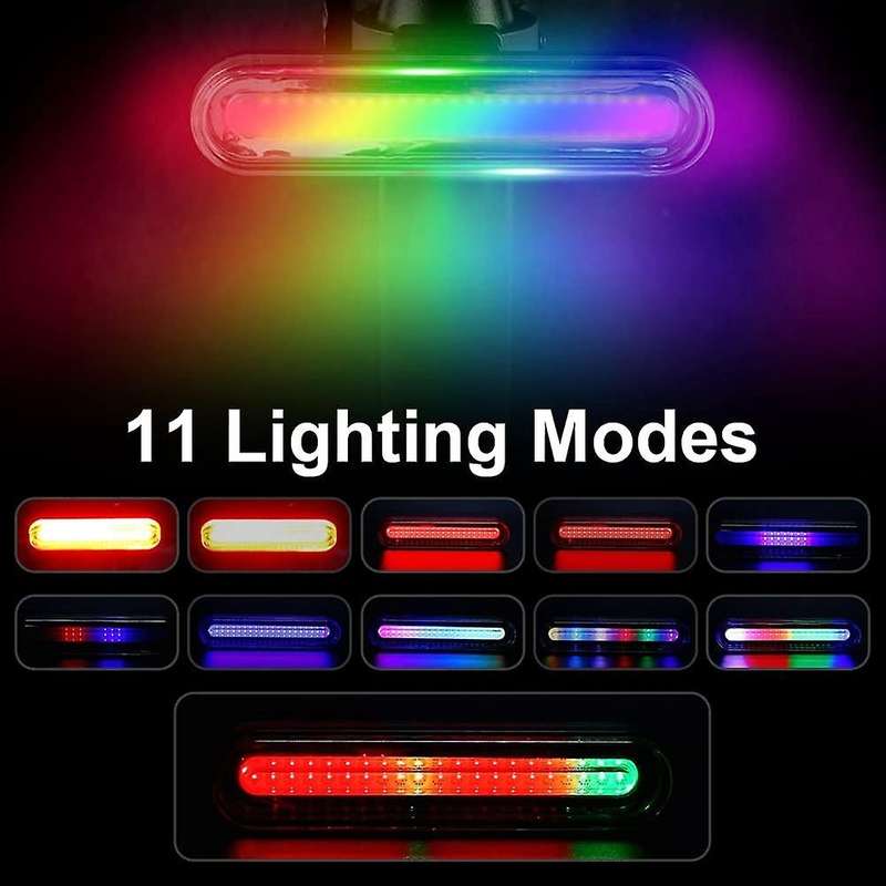 Color Bike Tail Light with Turn Signals Ultra Bright RGB Lights Wireless Remote Bicycle Rear Light f