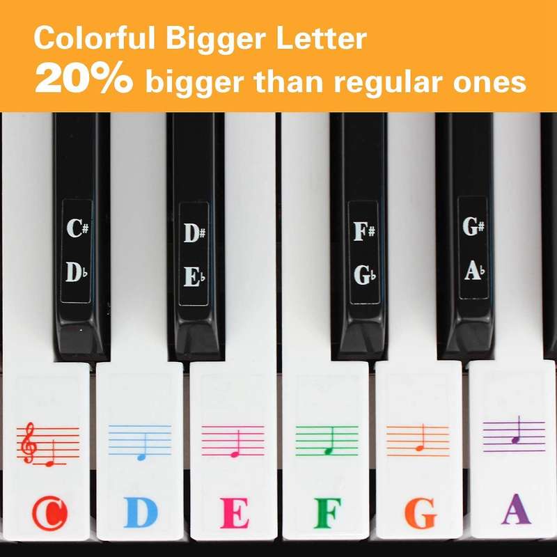 Color Piano Keyboard Stickers for 88/61/54/49/37 Key Multi-Color,Removable Letter Piano Stickers fo