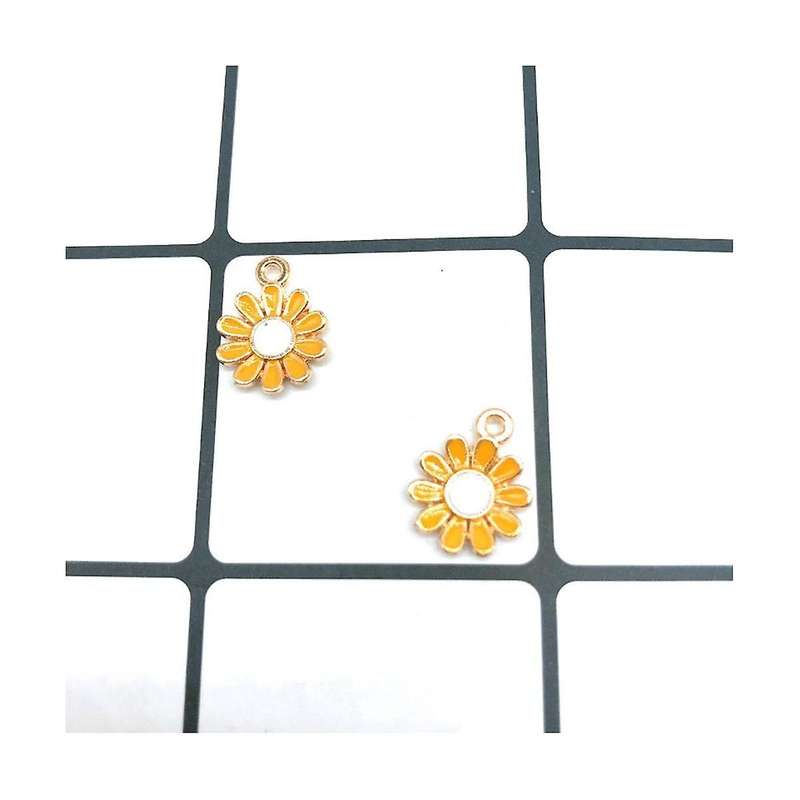 Colored Flower Ornament Daisy Cornflower Charms Alloy Enamel Light Gold Plated Links Connectors For