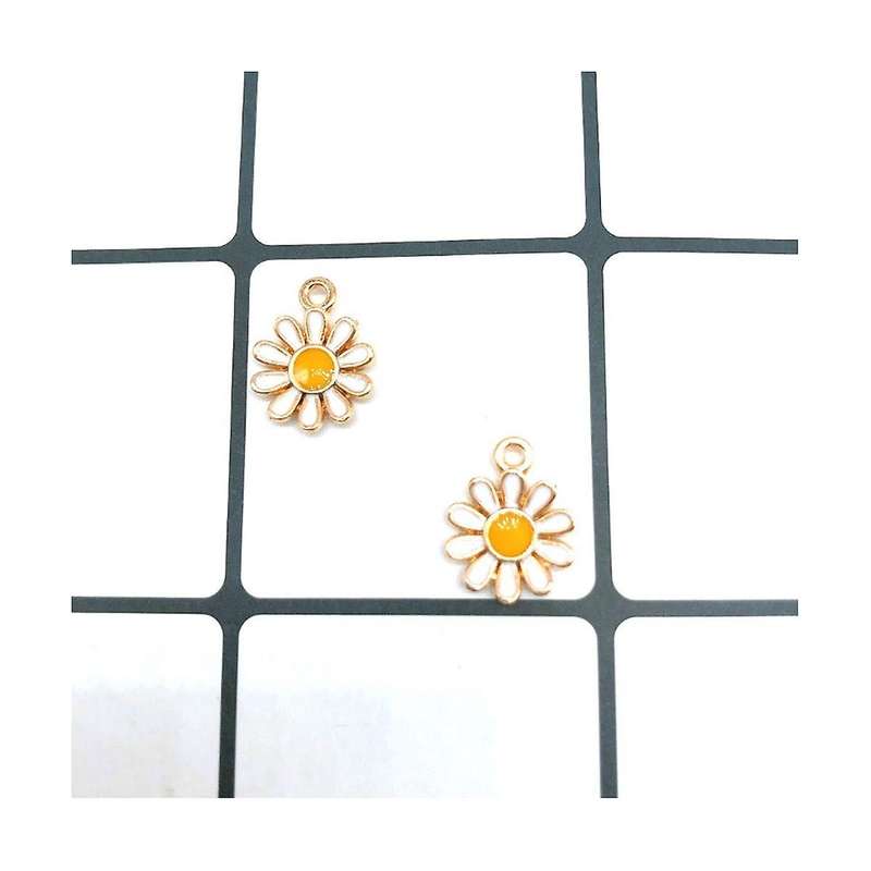 Colored Flower Ornament Daisy Cornflower Charms Alloy Enamel Light Gold Plated Links Connectors For