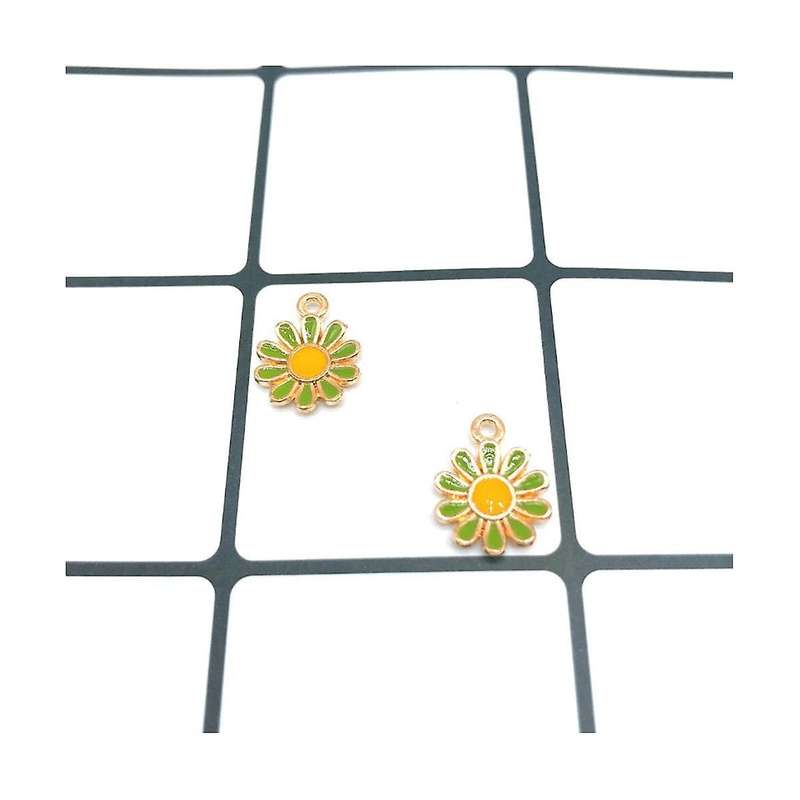 Colored Flower Ornament Daisy Cornflower Charms Alloy Enamel Light Gold Plated Links Connectors For
