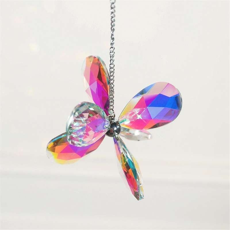 Colored Suncatcher Crystal Pendant Colorful Six-Leaf Flower Pendant Rainbow Prism Pendant