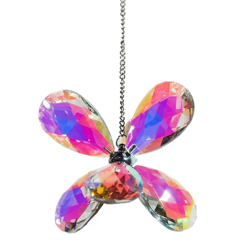 Colored Suncatcher Crystal Pendant Colorful Six-Leaf Flower Pendant Rainbow Prism Pendant
