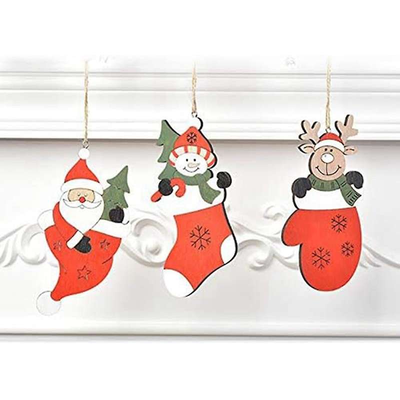 Colored Drawing Hanging Pendant Santa -- Shape Christmas Tree Hanging Ornament Holiday Decorations
