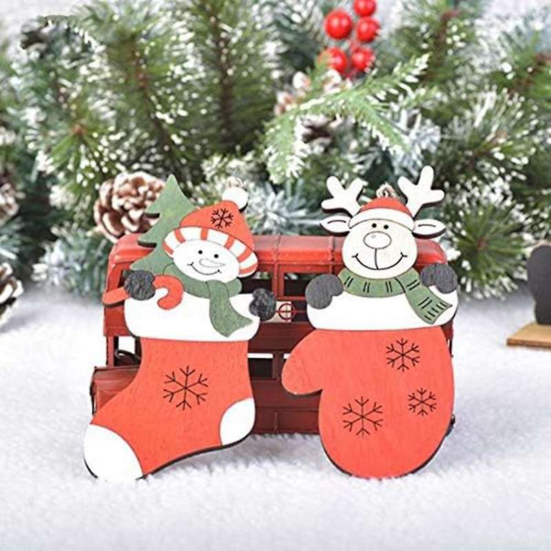 Colored Drawing Hanging Pendant Santa -- Shape Christmas Tree Hanging Ornament Holiday Decorations