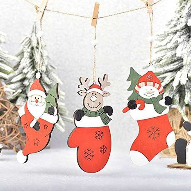 Colored Drawing Hanging Pendant Santa -- Shape Christmas Tree Hanging Ornament Holiday Decorations